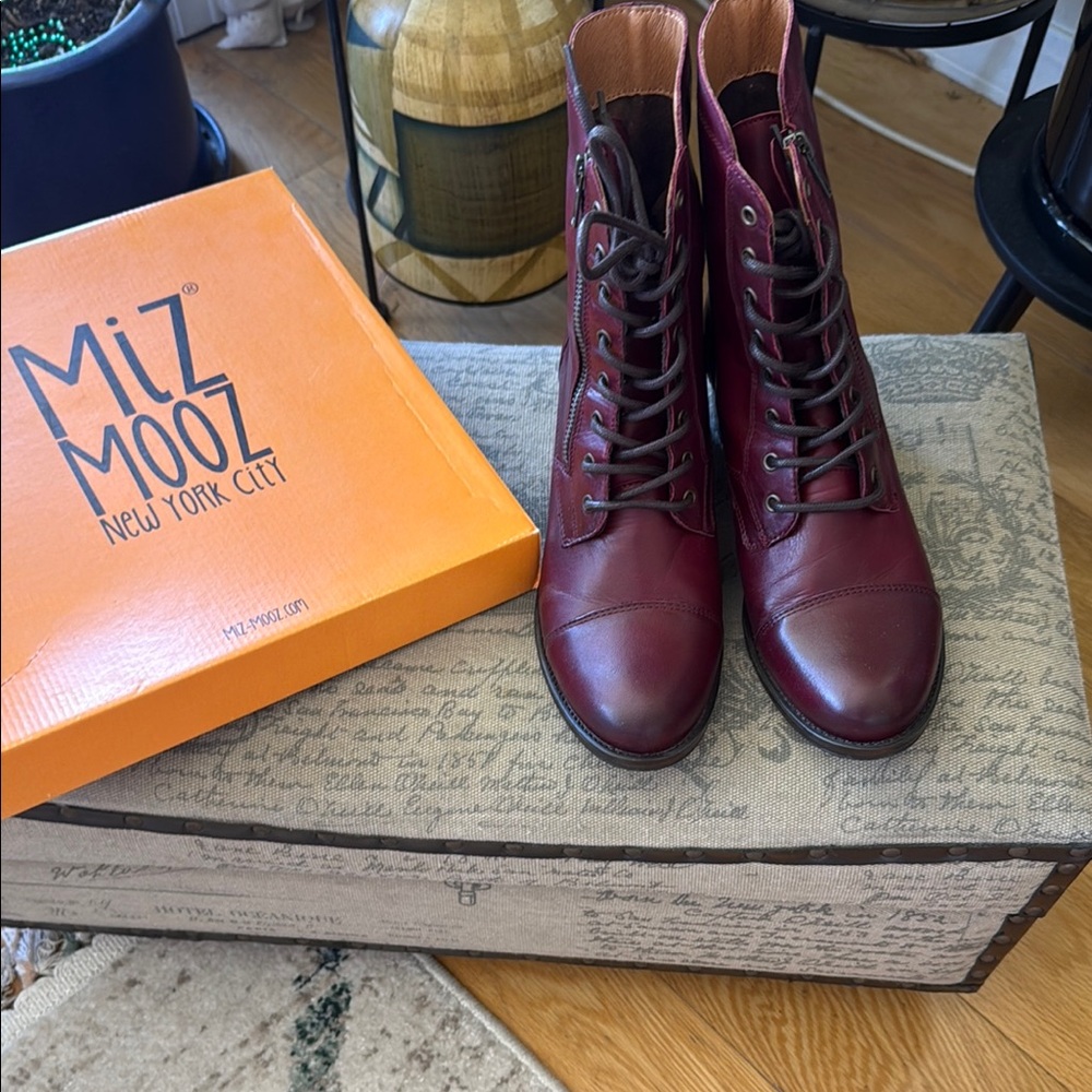 Miz Mooz Red Lace Up Boots with Timeless Design